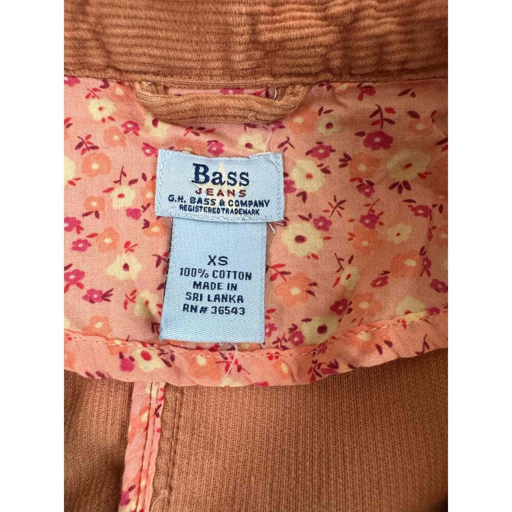 Vintage Y2K Bass Jeans XS Corduroy Blazer Jacket Cognac Tan Floral Lined - Picture 4 of 10